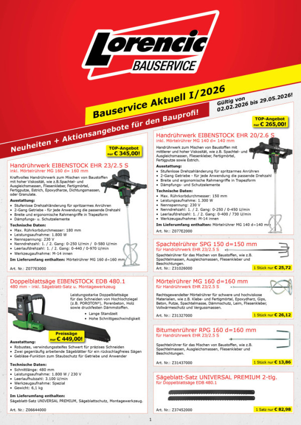 Bauservice Aktuell I/2026