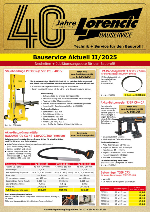 40 Jahre Lorencic Bauservice - Jubiläumsausgabe BAUSERVICE AKTUELL II/2025